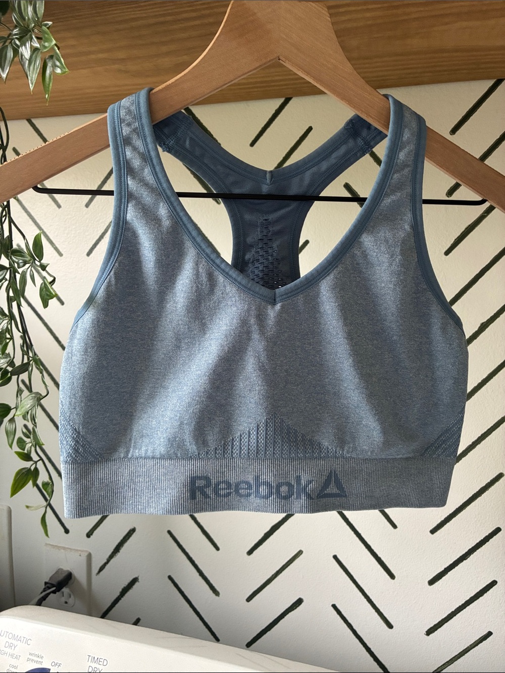 Reebok Women's Slate Blue Seamless Racerback Sports Bra